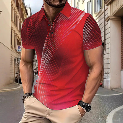 Herren Poloshirt Sportlich Geometrisches Design Atmungsaktiv - BerlinGlamour