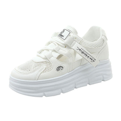 Damen Plateau Sneaker Sportlich Hoch mit Klettverschluss