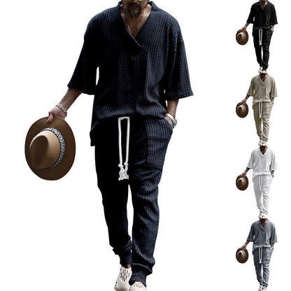 Herren Strickset Mit V-Ausschnitt und Taschen Sportlich Modern