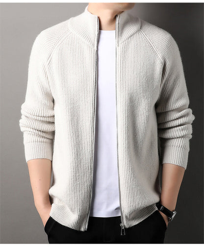Herren Strickjacke Hochkragen Reißverschluss Uneffektiert Elegantes Design