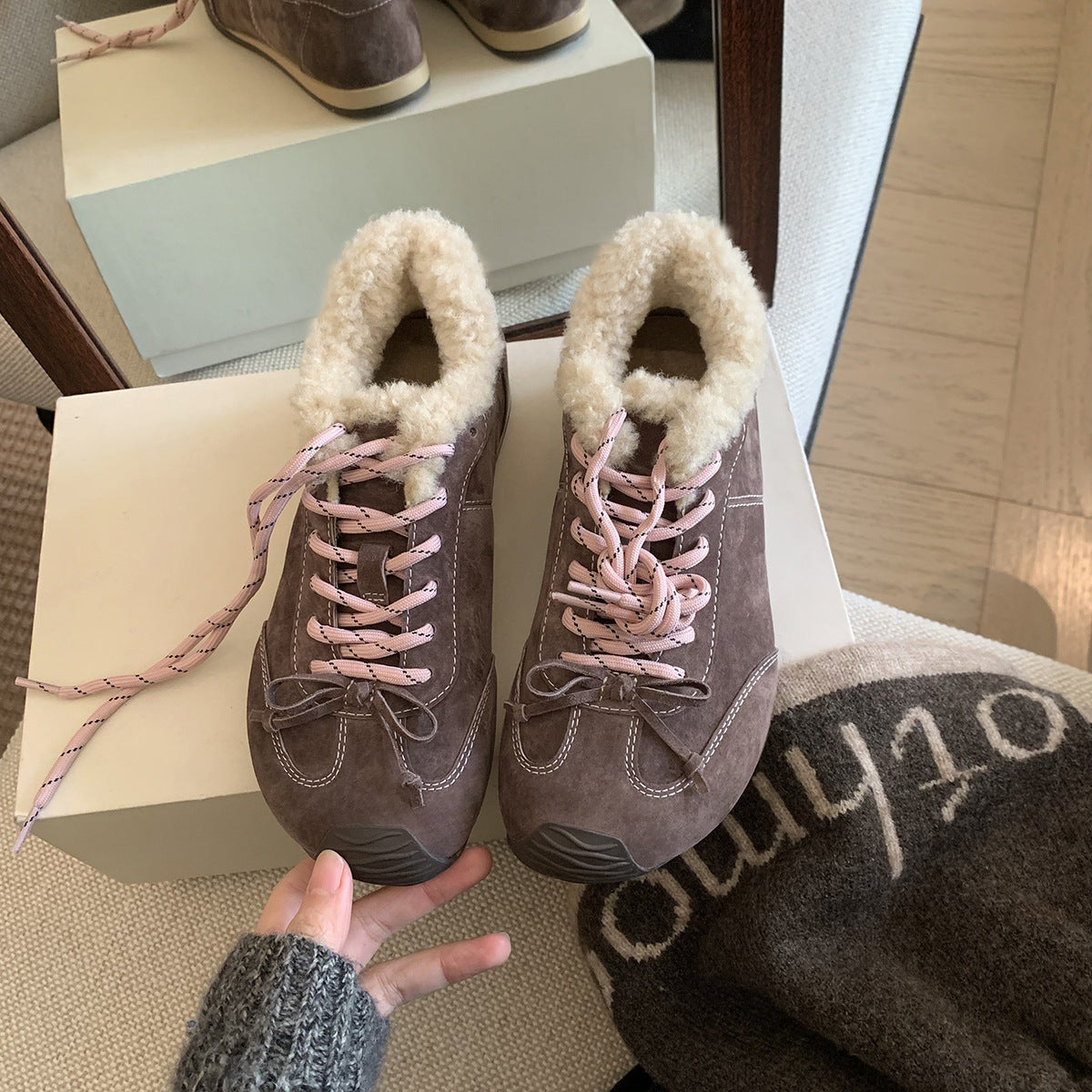 Damen Winter-Sneaker Sportlich Warm mit Kunstfell