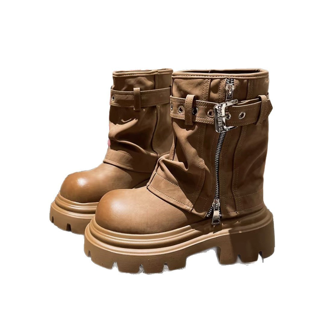 Damen Stiefeletten Schnallenverschluss Robust Sohle
