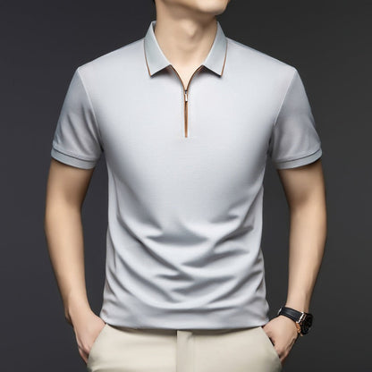 Herren Kurzarmshirt Mit Reißverschluss Modern Style