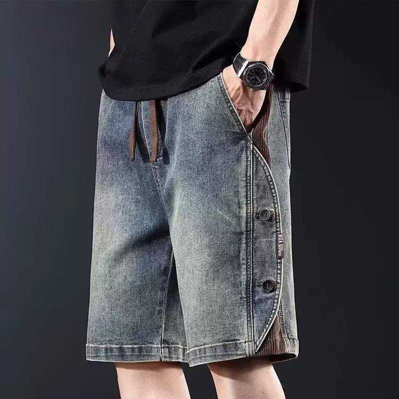 Herren Denim Shorts Knielang mit Kordelzug Bequem - BerlinGlamour