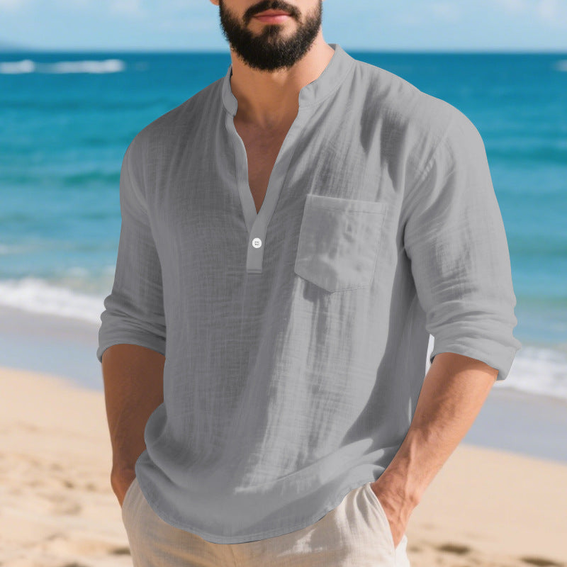 Herren Sommerbluse Leicht Halbkragen Modern