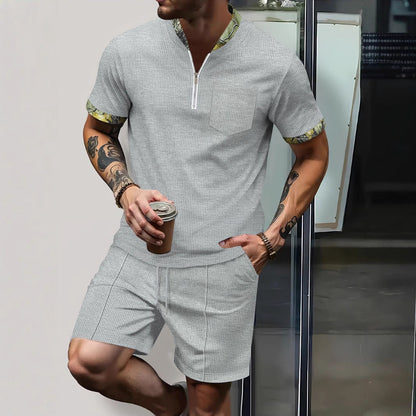 Herren Sport-Set Kurz Reißverschluss Schnürung Modern