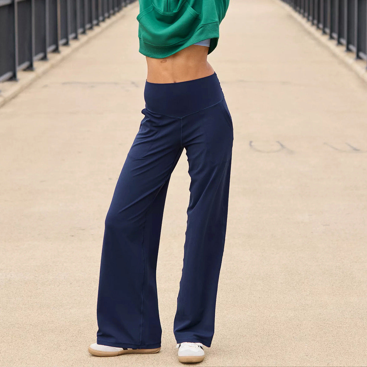 Damen Palazzo-Hose Hochwerder Komfort Schnitt Sportlich