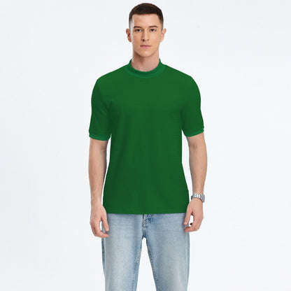 Herren T-Shirt Kurzarm Modern Stehkragen Strukturstoff