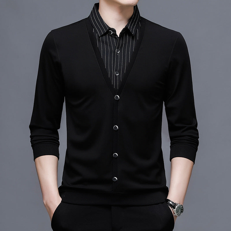 Herren Pullover Modern V-Ausschnitt mit Hemdkragen - BerlinGlamour