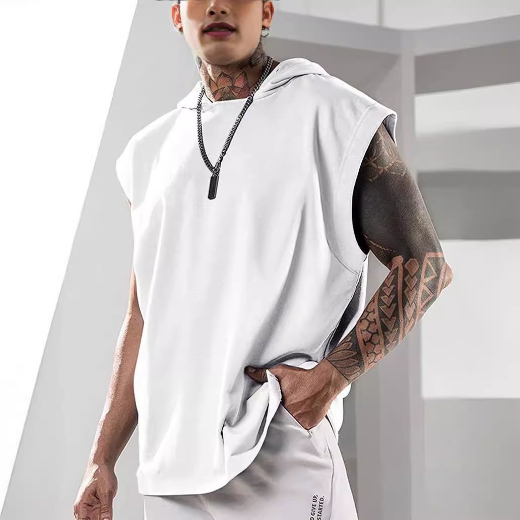 Herren Kapuzenshirt Ärmellos Modern Baumwolle