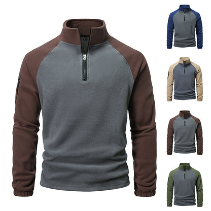Herren Fleecepullover Warm mit Reißverschluss und Seitentasche