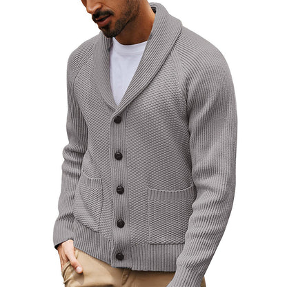 Herren Strickjacke Schalkragen Strukturiert Elegantes Design