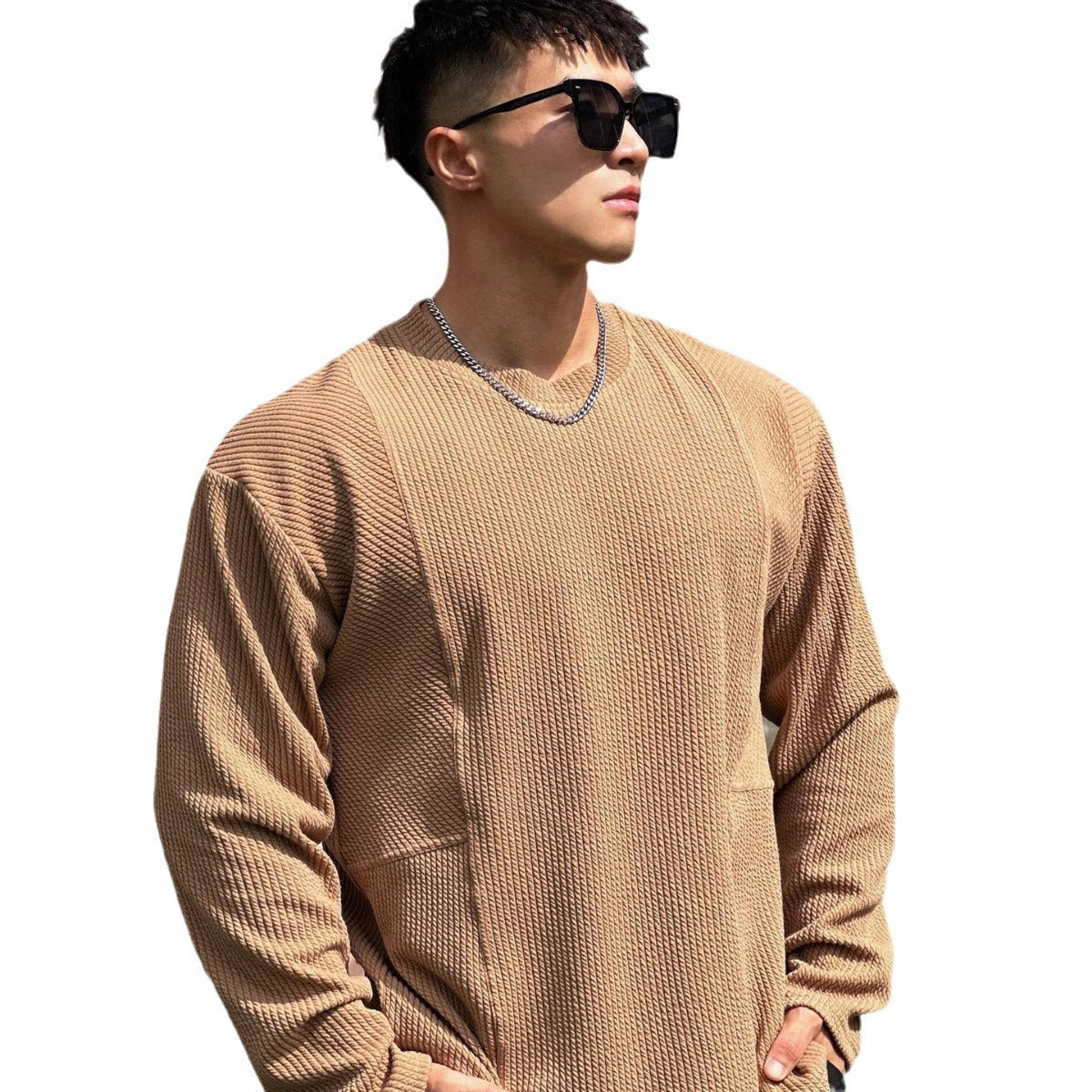 Herren Sweatshirt Lässig Strukturiert Mit Taschen