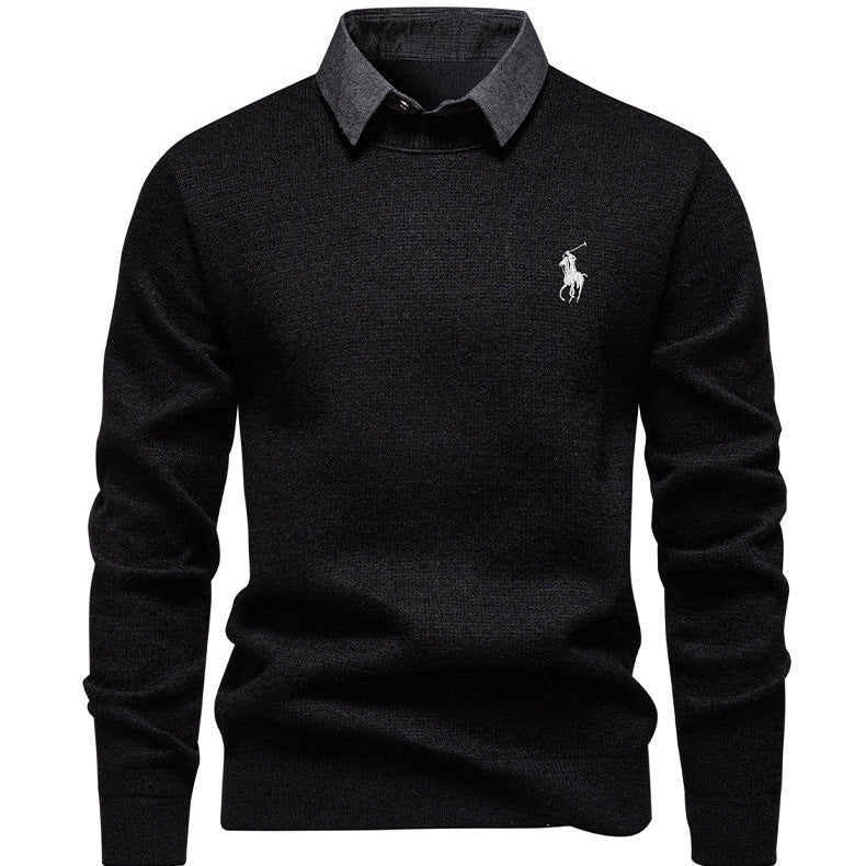 Herren Strickpullover Klassisch mit Hemdkragen Elegannt