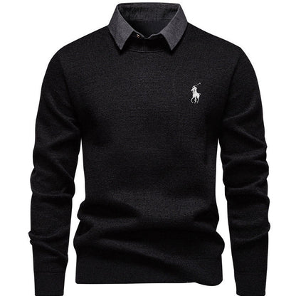 Herren Strickpullover Klassisch mit Hemdkragen Elegannt