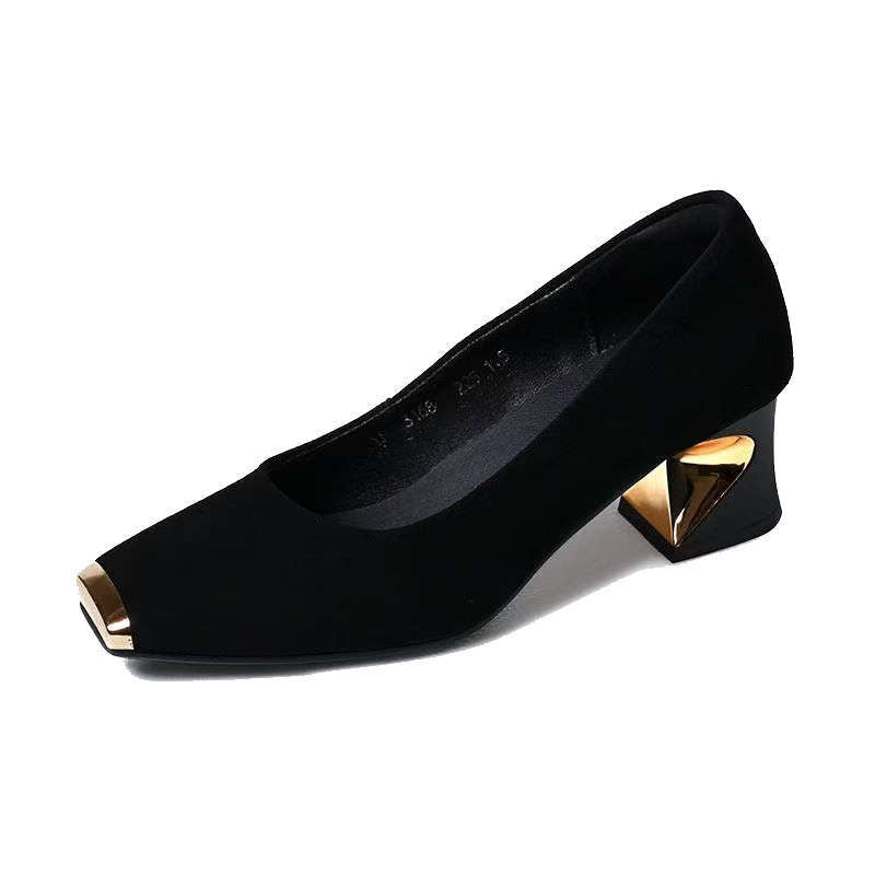 Damen Ballerinas Elegante Glanz Lack Schuhe mit Blockabsatz
