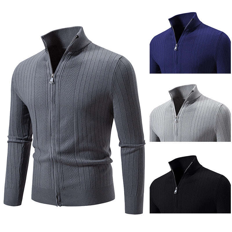 Stylische Herren Strickjacke Stehkragen Reißverschluss Modern - BerlinGlamour