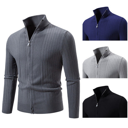 Stylische Herren Strickjacke Stehkragen Reißverschluss Modern - BerlinGlamour