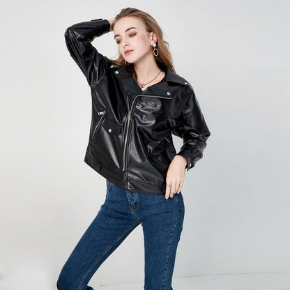 Ledermantel Damen Bikerjacke Kunstleder Schwarz - BerlinGlamour