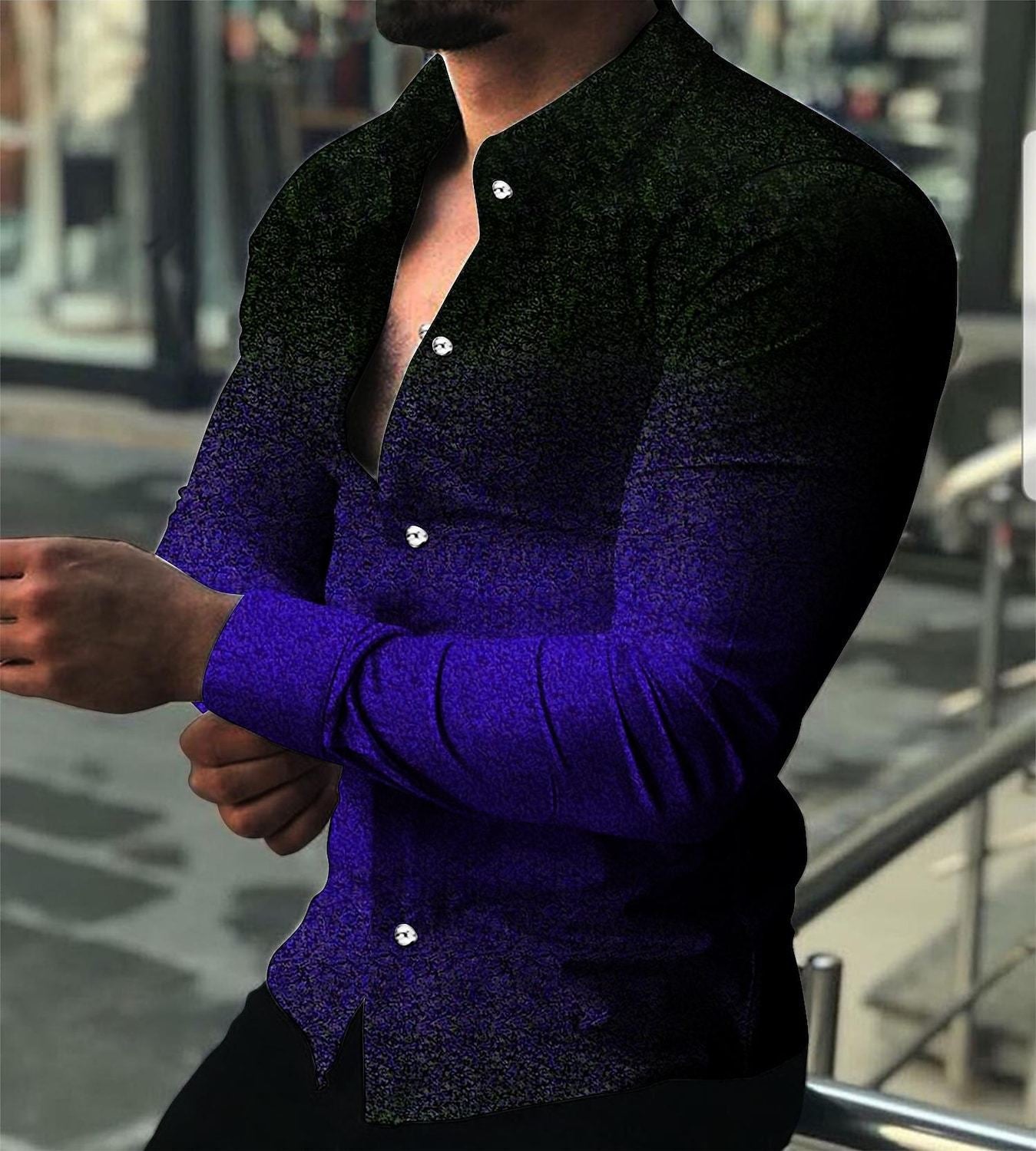 Herren Langarmhemd Farbverlauf Modern Edel Look