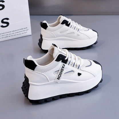 Damen Sneaker Hoch Plateau Atmungsaktiv Mesh Schwarz