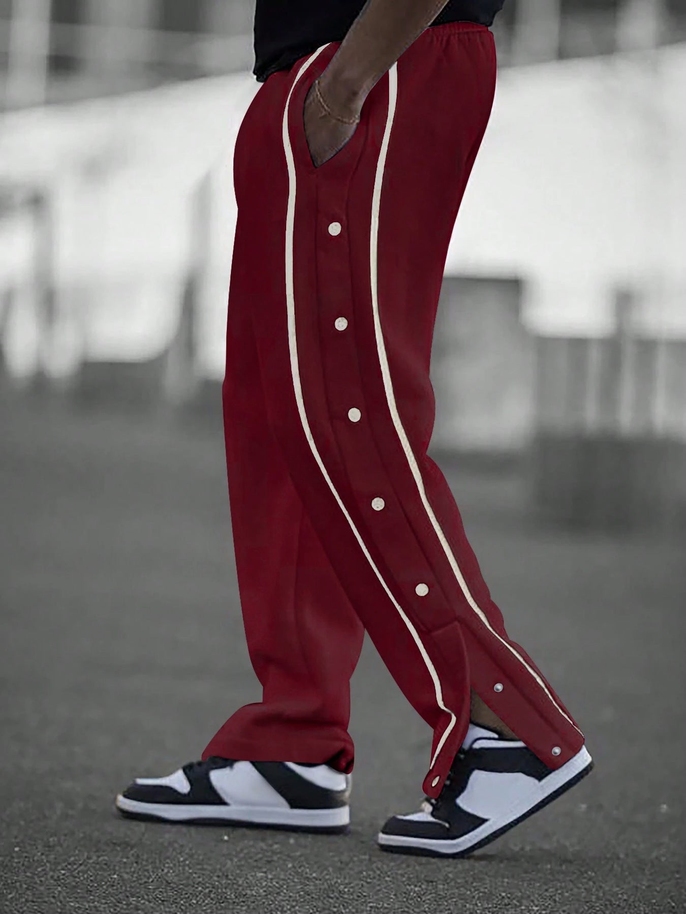 Herren Freizeithose Sportlich Mit Druckknöpfen Modern