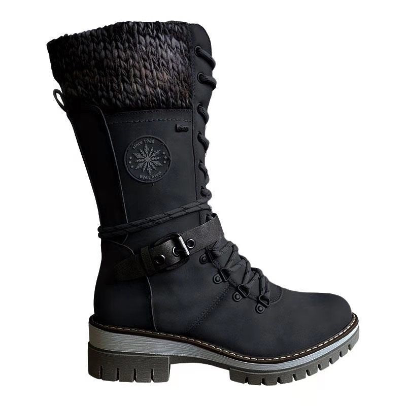 Damen Winterstiefel Warm gefüttert Schnürstiefel Trend