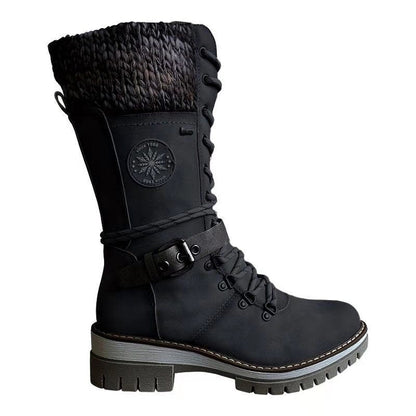 Damen Winterstiefel Warm gefüttert Schnürstiefel Trend