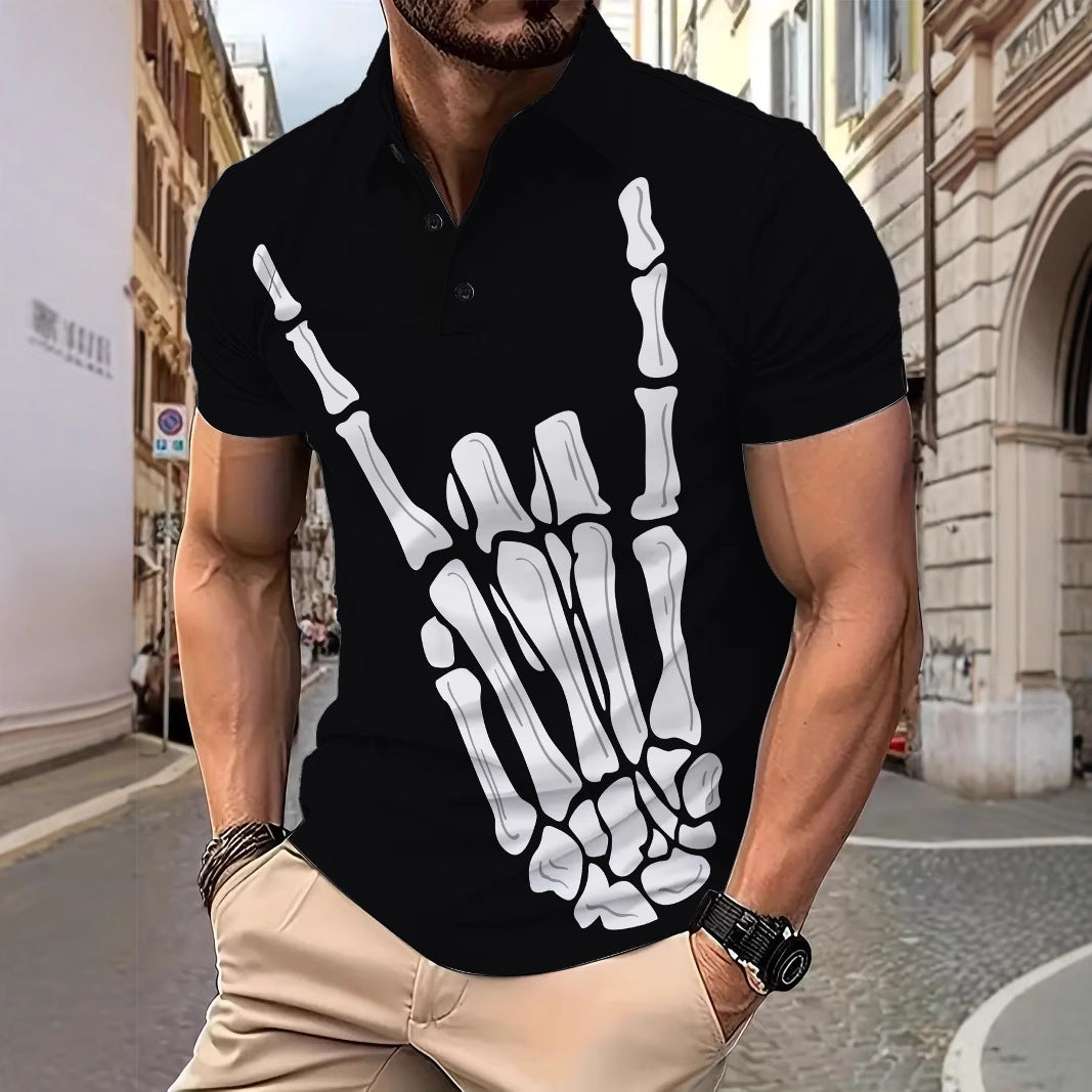 Herren Poloshirt Skelett Motiv Baumwolle Berlin Style - BerlinGlamour