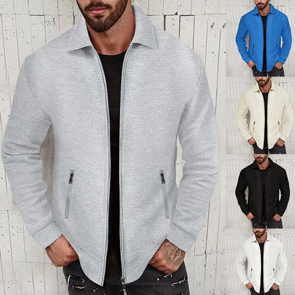 Herren Jacke Modern mit Reißverschlusstaschen und Textilmuster - BerlinGlamour