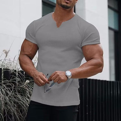 Herren T-Shirt Kurzarm V-Ausschnitt Slim Fit Modern