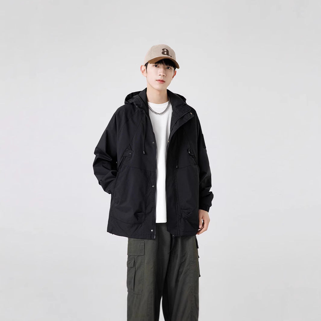 Herren Windbreaker Jacke Kapuzenjacke Wasserabweisend Funktionell