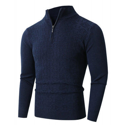 Herren Strickpullover Modern Zopfmuster Halbreißverschluss - BerlinGlamour