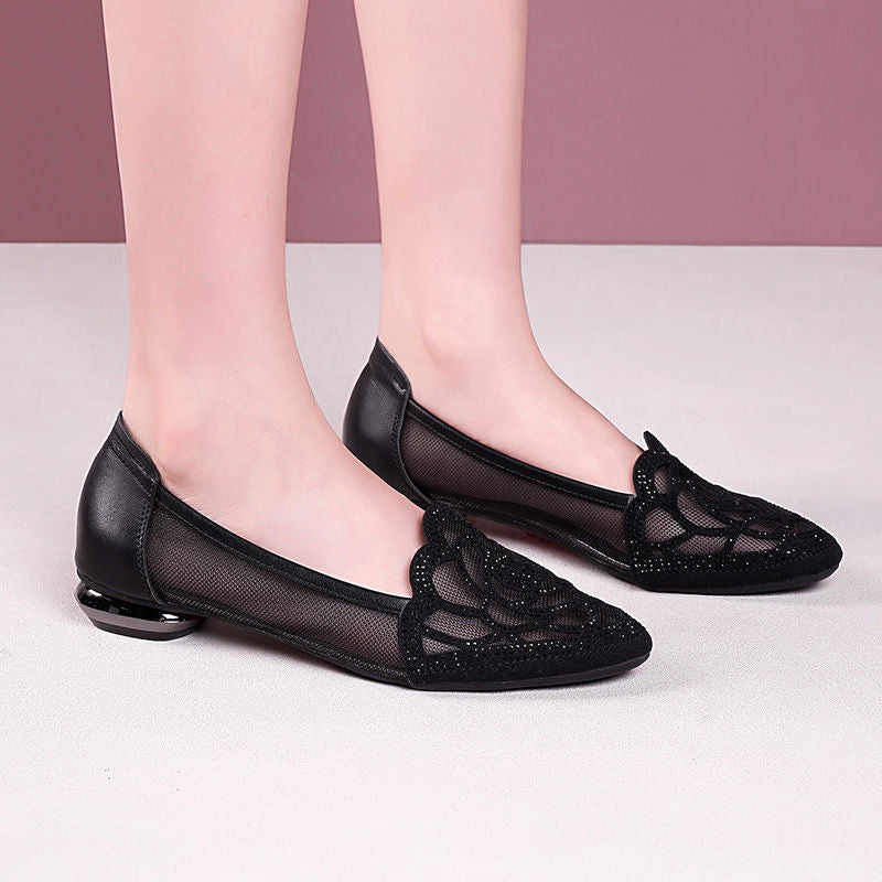 Damen Ballerinas mit Spitze Flach und Elegant
