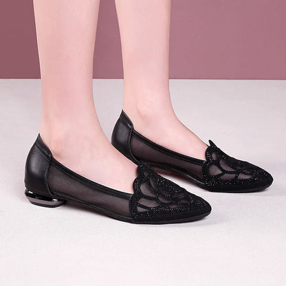 Damen Ballerinas mit Spitze Flach und Elegant