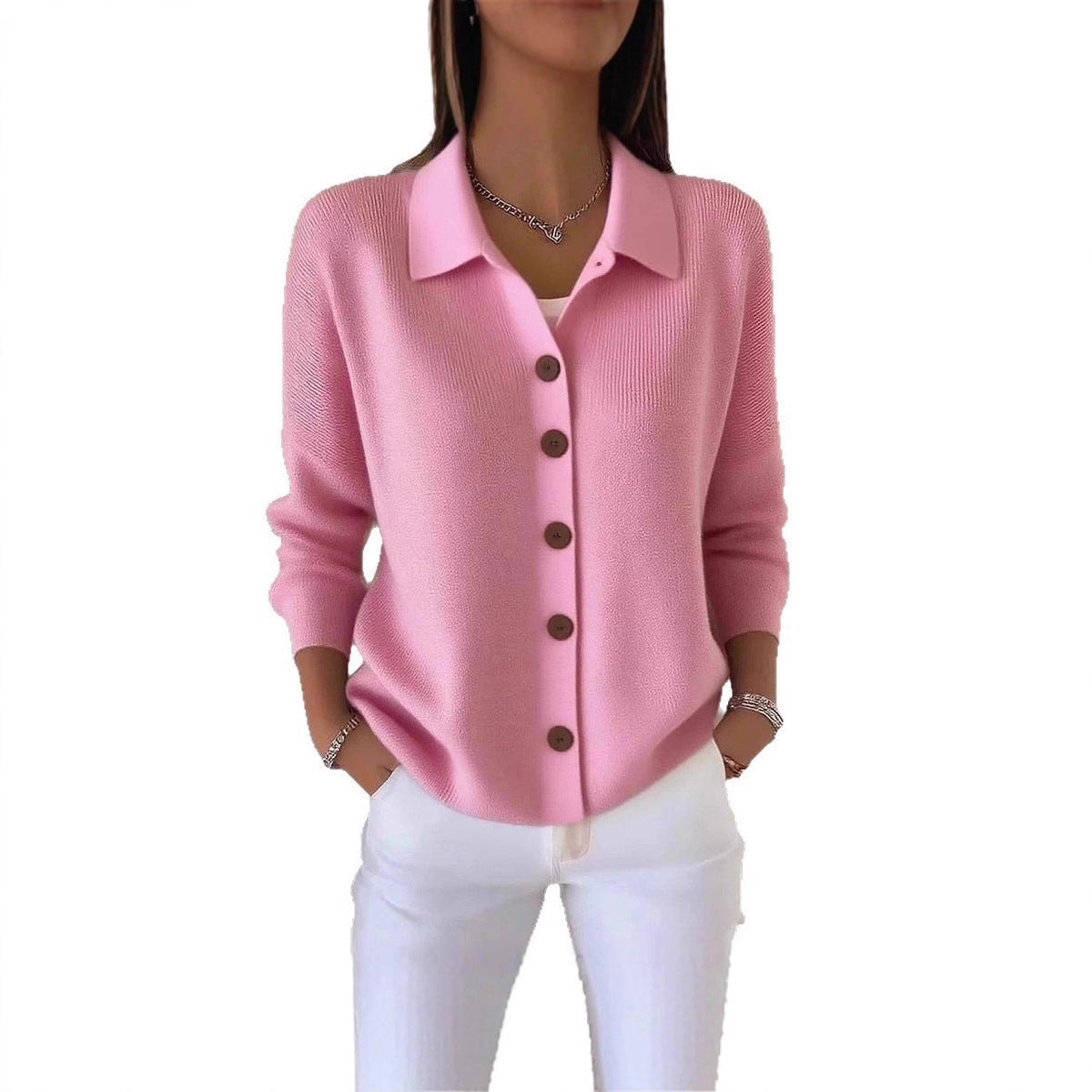 Damen Strickjacke Knöpfe Langarm - BerlinGlamour