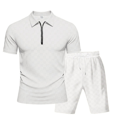Herren Sportshirt Kurzarm mit Reißverschluss und Sportshorts