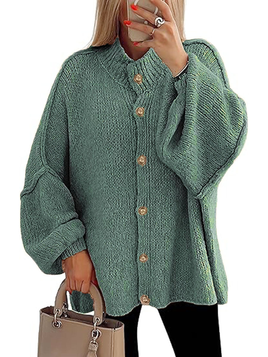 Große Damen Strickjacke Oversized Knopfverschluss