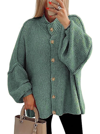 Große Damen Strickjacke Oversized Knopfverschluss