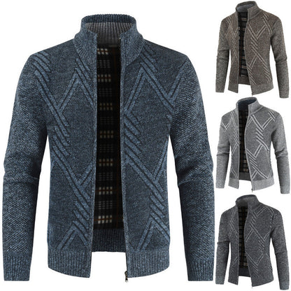 Herren Strickjacke Modern Reißverschluss Muster - BerlinGlamour