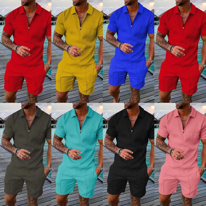 Herren Jumpsuit Kurzarm Modern Fein Strukturiert - BerlinGlamour