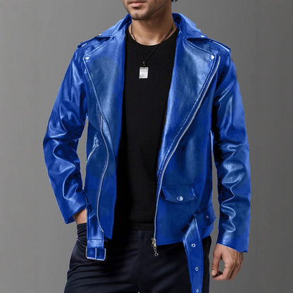 Echtleder Bikerjacke Herren Lederjacke Schwarz Stilvoll