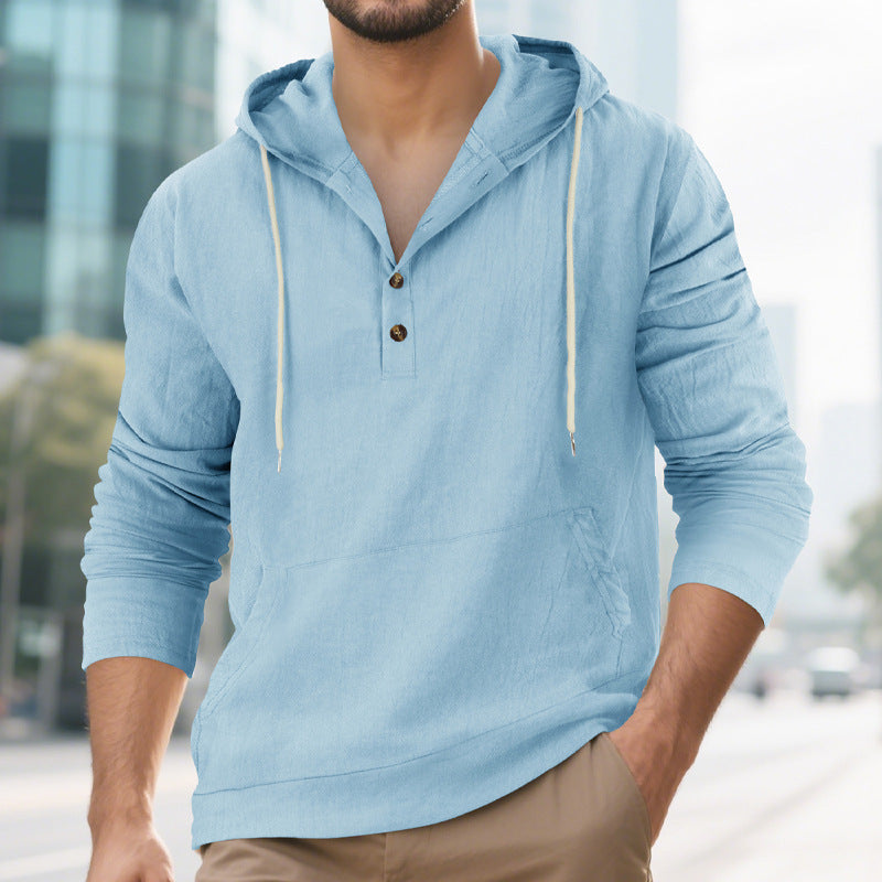 Herren Pullover Kapuze Knopfleiste Modern Stadtlook