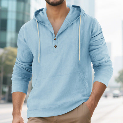 Herren Pullover Kapuze Knopfleiste Modern Stadtlook