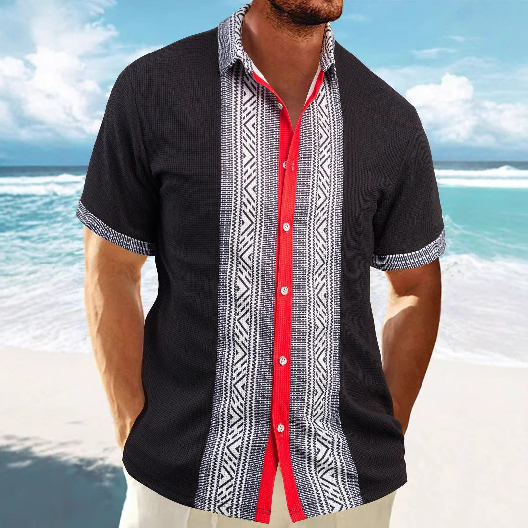 Herren Kurzarmhemd Ethno Muster Trendy Sommer
