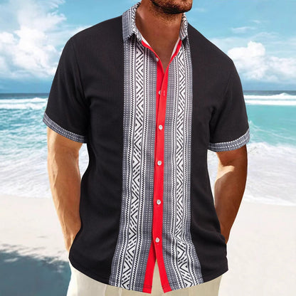 Herren Kurzarmhemd Ethno Muster Trendy Sommer