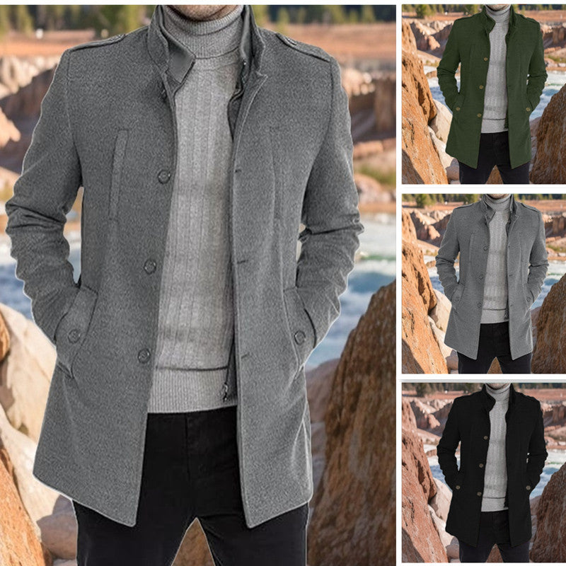 Herren Mantel Modern Überzieh-Mantel mit Taschen Schwarz - BerlinGlamour
