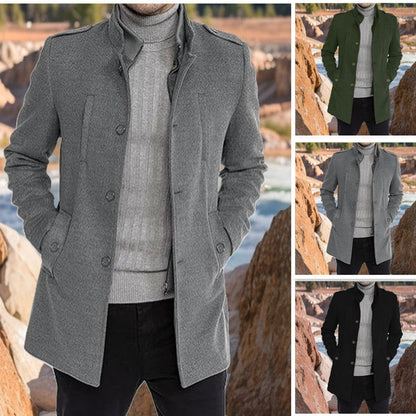 Herren Mantel Modern Überzieh-Mantel mit Taschen Schwarz - BerlinGlamour
