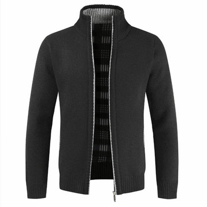Herren Strickjacke Warm Plüschfutter Hochkragen