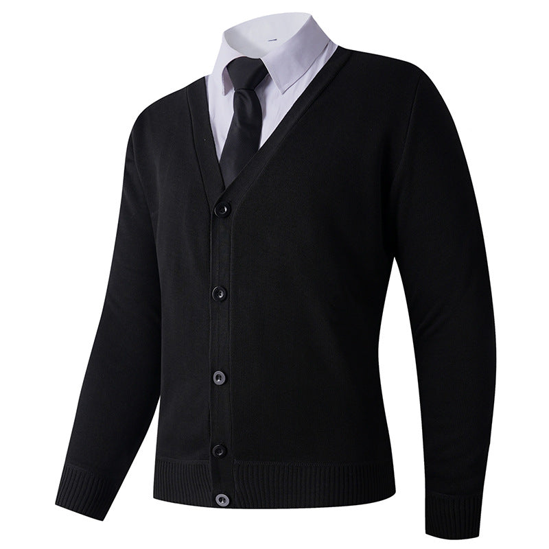 Herren Strickjacke V-Ausschnitt Knopfverschluss Modern